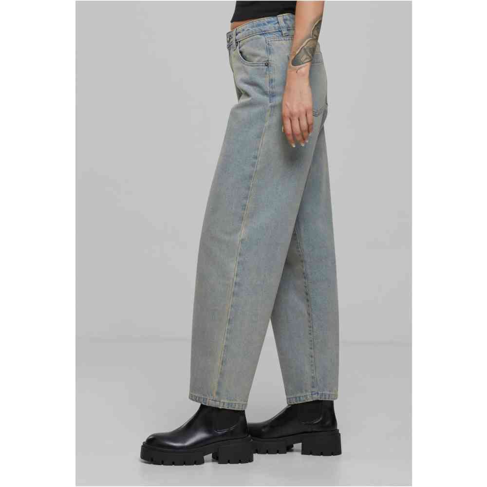 Urban Classics - Mid Waist 90´s jeans Wijde broek - Blauw